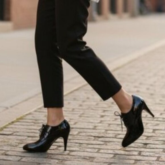 Gianvito Rossi Handcrafted Black Patent Lace Up Stiletto, Size 36.5 (US 6.5) main image 2